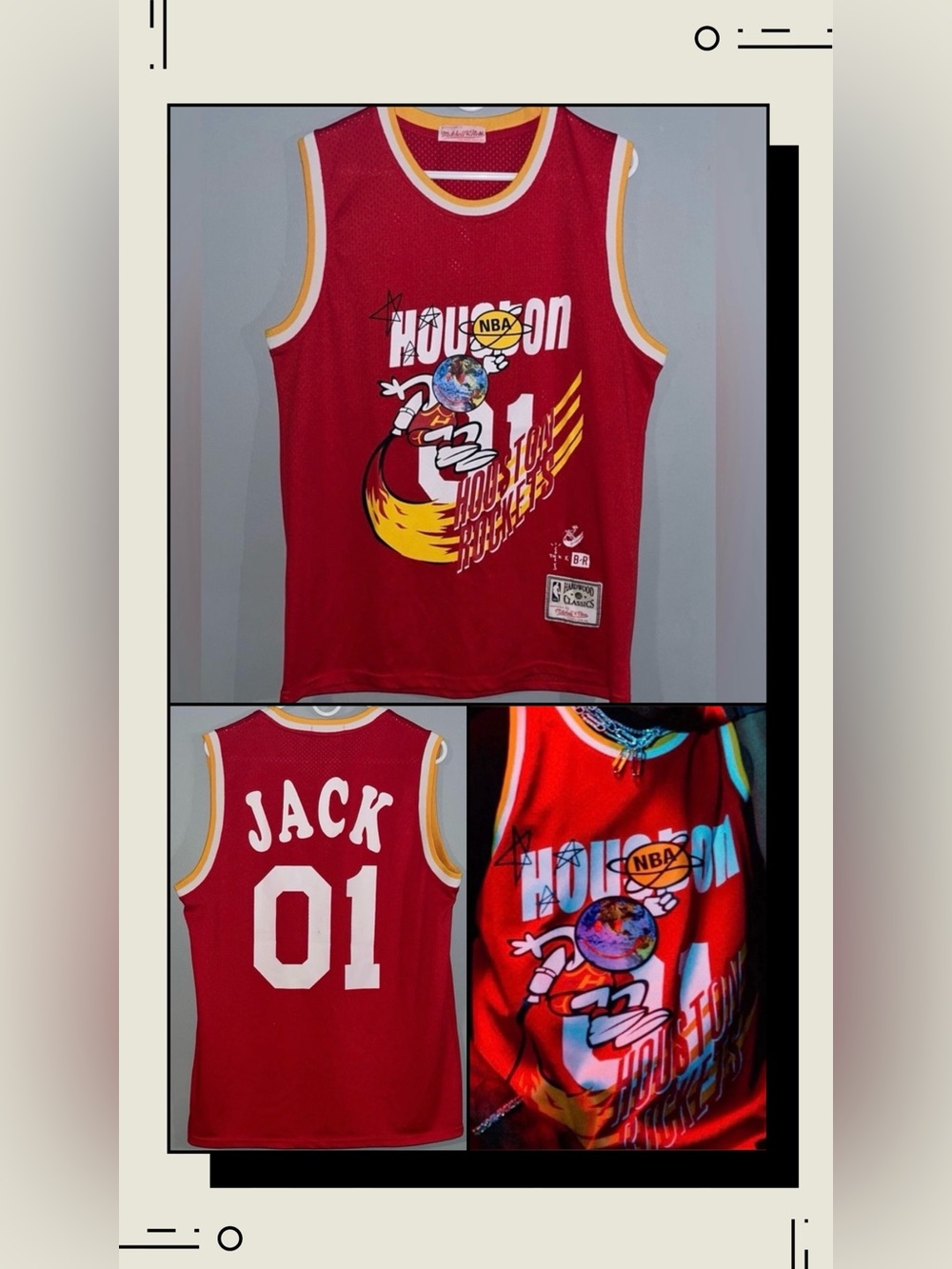 Cactus Jack By Travis Scott Mitchell Ness Astroworld Houston Rockets NBA Jersey